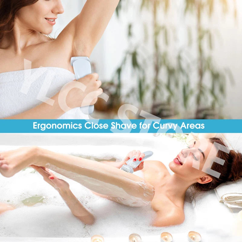 Women's Electric Razor: 2-in-1 Bikini Trimmer and Facial Shaver for Underarms and Legs, IPX7 Waterproof Body Groomer